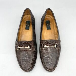 Zelli Mens 9.5 M Brown Genuine Crocodile Horsebit Loafers Italy Dress Shoes
